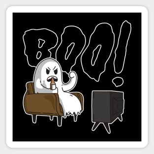 Funny Cartoon Ghost Watching TV Sticker